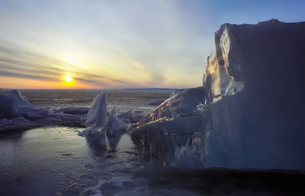 Vinter Baikal Och Snö Sjön Skönheten Naturen Baikal Vintern — Stockfoto