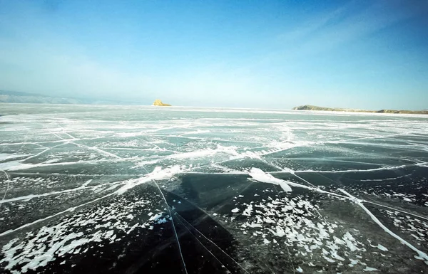 Winter Auf Dem Baikal Eis Und Schnee Auf Dem See — Stockfoto