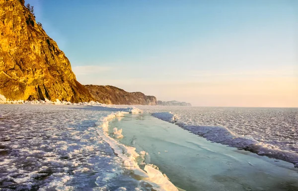 Invierno Baikal Hielo Nieve Lago Belleza Naturaleza Baikal Invierno —  Fotos de Stock