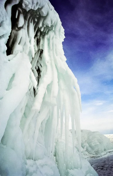 Hiver Sur Baïkal Glace Neige Sur Lac Beauté Nature Baïkal — Photo