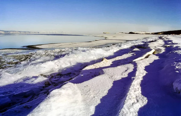 Winter Auf Dem Baikal Eis Und Schnee Auf Dem See — Stockfoto