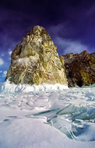 Baykal Kış Gölde Buz Kar Baykal Kışın Güzelliği — Stok fotoğraf