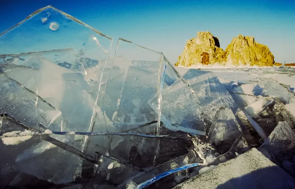 Winter Auf Dem Baikal Eis Und Schnee Auf Dem See — Stockfoto