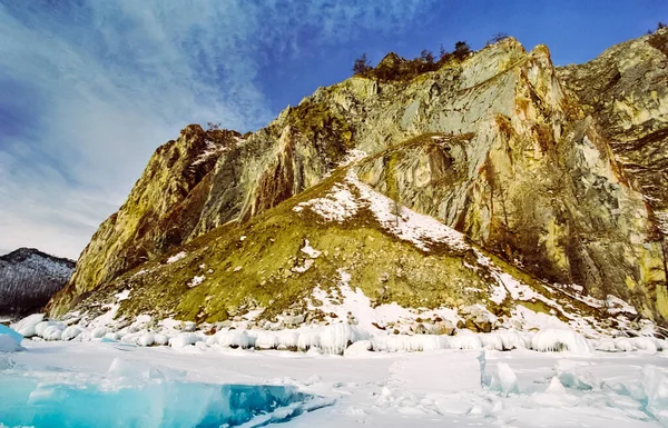 Baykal Kış Gölde Buz Kar Baykal Kışın Güzelliği — Stok fotoğraf