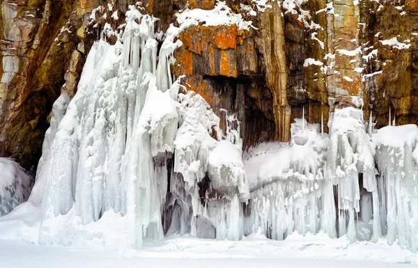 Vinter Baikal Och Snö Sjön Skönheten Naturen Baikal Vintern — Stockfoto