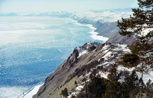 Winter Baikal Ice Snow Lake Beauty Nature Baikal Winter — Stock Photo, Image