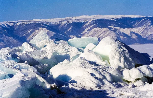 Χειμώνας Στο Baikal Πάγος Και Χιόνι Στη Λίμνη Ομορφιά Της — Φωτογραφία Αρχείου