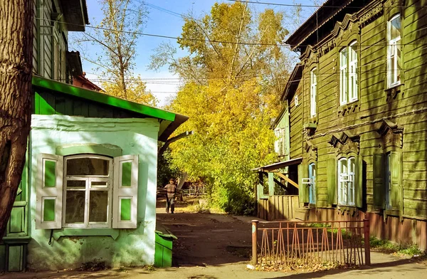 Fönsterrutor Trähus Forntida Stil Dekoration Fönsterkarmar — Stockfoto