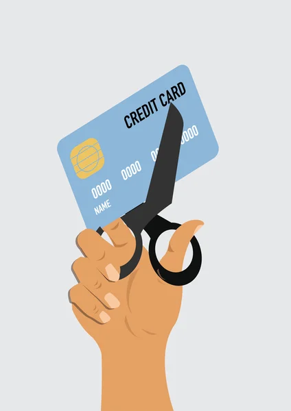 Versnijden creditcard met een schaar. vectorillustratie — Stockvector