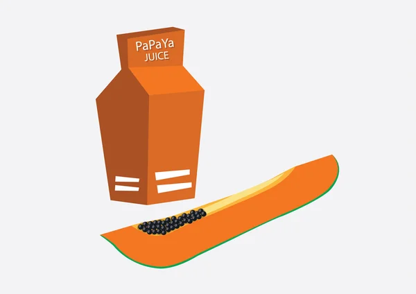 Papaya juice i kartong. Vektor illustration — Stock vektor