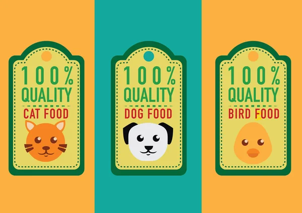 Etiketten und Aufkleber für gesunde Tiernahrung. Vektorillustration — Stockvektor