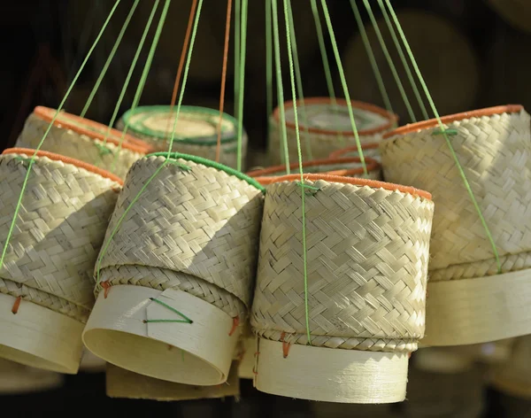 泰国手工竹炭, 用来藏熟糯米 — 图库照片