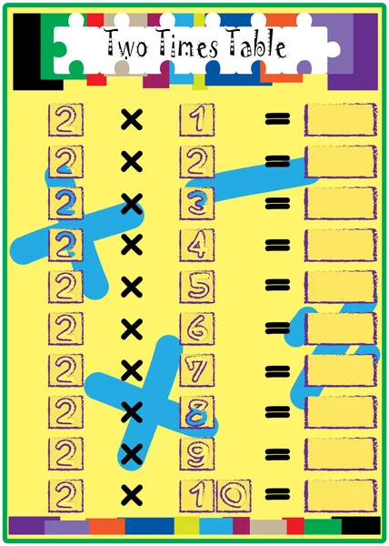 Taladro de matemáticas de multiplicación con tabla de tiempos — Archivo Imágenes Vectoriales