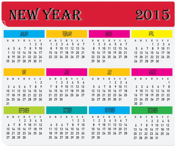 Año calendario colorido 2015 — Vector de stock