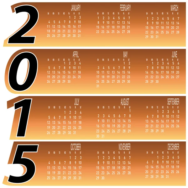 Dagliga månatliga färgglada år 2015 kalender — Stock vektor
