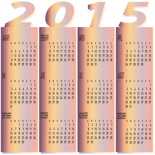 Ano calendário colorido 2015 — Vetor de Stock