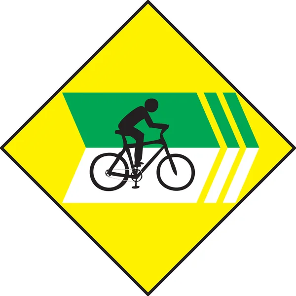 Gire a la derecha bicicleta signo etiqueta — Vector de stock