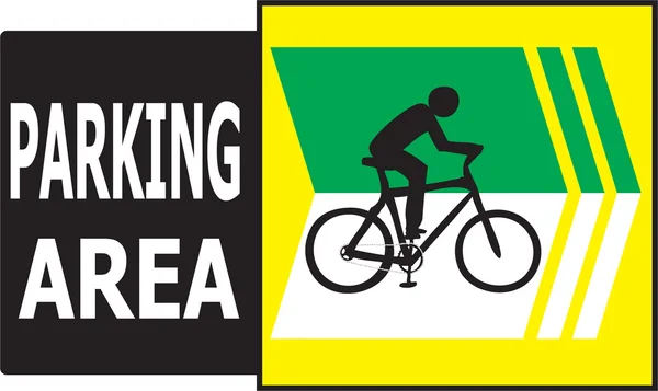 Etiqueta de sinal de bicicleta de área de estacionamento — Vetor de Stock