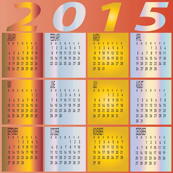 年 2015年カラフルなカレンダー — ストックベクタ