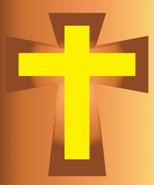 Gele jesus kruis op Kruis — Stockvector