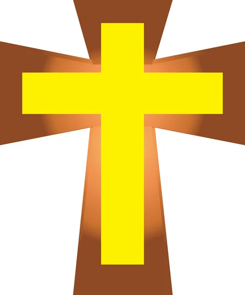 Cruz de Jesús Amarilla en Cruz Aislada — Vector de stock