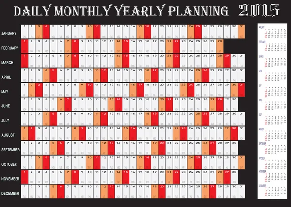 Daily Monthly Yearly Planning Chart 2015 — Stock Vector