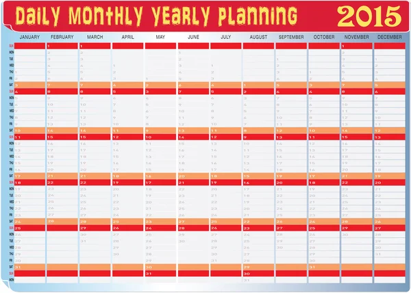 Planning Chart of All Daily Monthly Yearly 2015 — Stock Vector