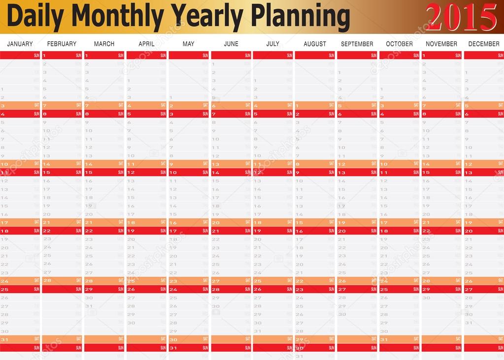 Daily Monthly Yearly Planning Chart Year 2015