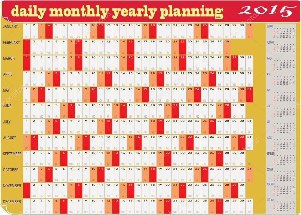 2015 Calendar Chart