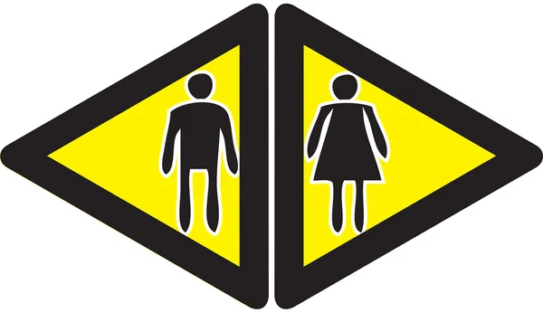 Donna e uomo figura sul segno del triangolo guidato toilette — Vettoriale Stock