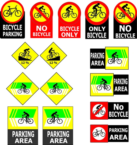 Set of Vector of Bicycle Sign Label — Stock Vector