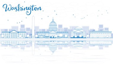 Anahat Washington Dc manzarası ile mavi binalar ve yansıma