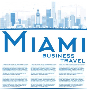 Anahat Miami manzarası ile mavi binalar ve kopya alanı. 