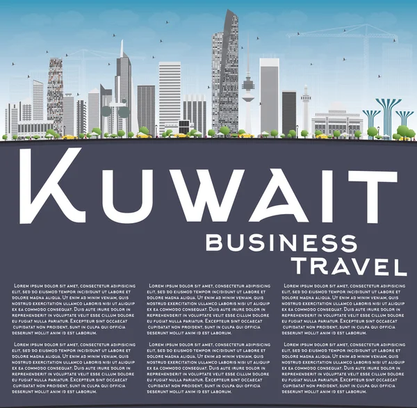 Kuwait City Skyline with Gray Buildings and Copy Space. — стоковий вектор