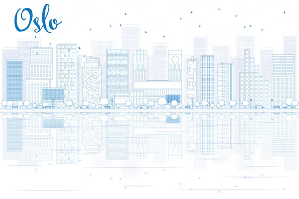 Szerkezeti Oslo Skyline Blue épületeinek és a gondolatok. — Stock Vector