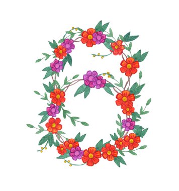 Suluboya çiçek çelengi.