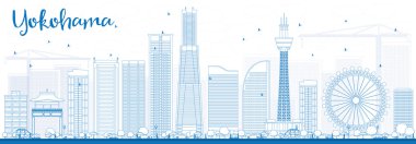 Mavi Binalar ile Anahat Yokohama Skyline.