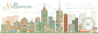 Renk Binaları ile Soyut Melbourne Skyline.