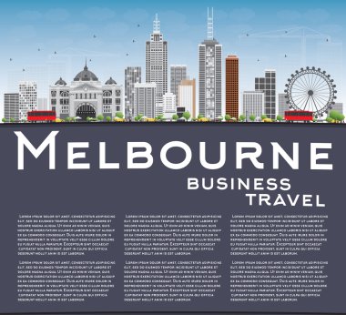 Gri Binalar ve Mavi Gökyüzü ile Melbourne Skyline.