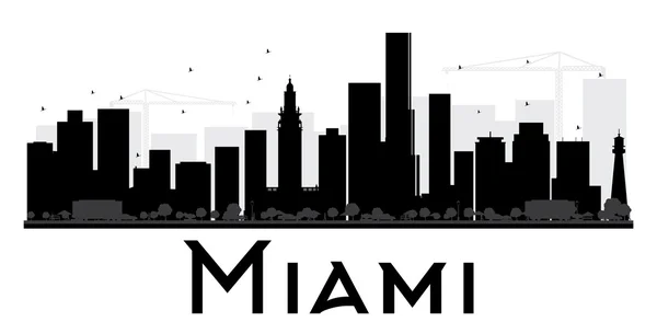 Miami City skyline silhueta preto e branco . — Vetor de Stock