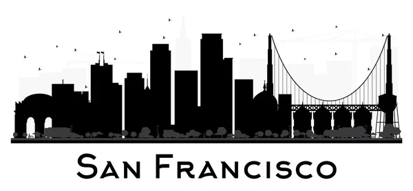 San Francisco City Skyline schwarz-weiße Silhouette. — Stockvektor
