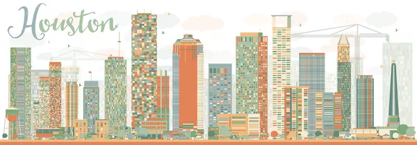 Soyut Houston Skyline Renk Binalar Gökyüzü ile. — Stok Vektör
