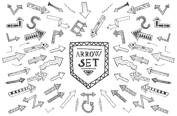 Hand drawn arrow icons set isolated on white background. — Stockový vektor
