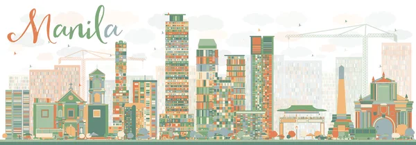 Аннотация Manila Skyline with Color Buildings . — стоковый вектор
