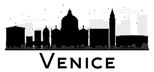 ヴェネツィアシティのスカイライン 黒と白のシルエット. — ストックベクタ