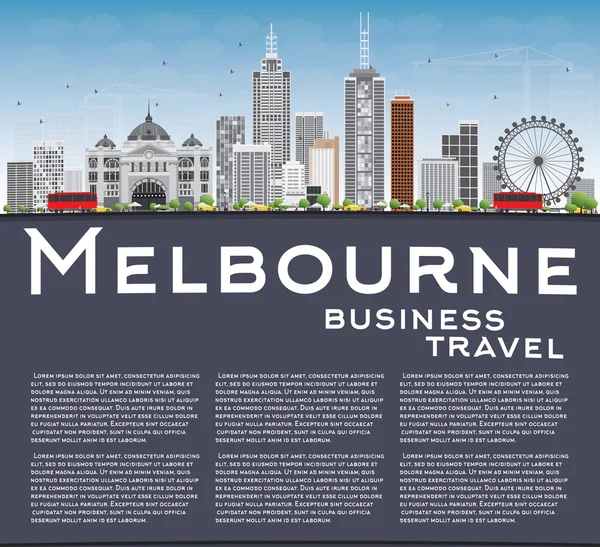 Gri Binalar ve Mavi Gökyüzü ile Melbourne Skyline.