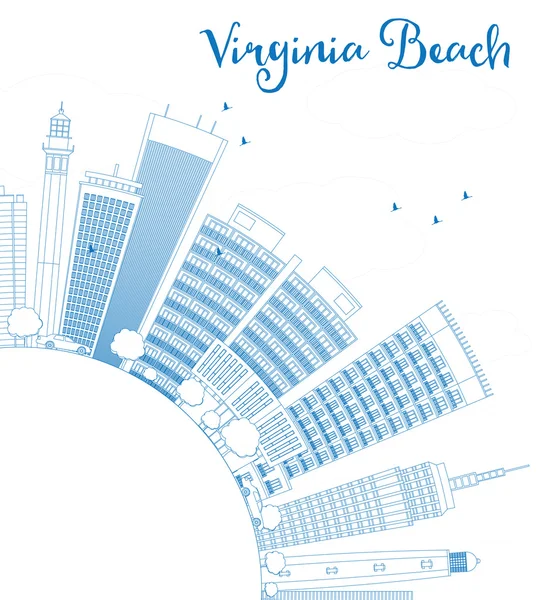 stock vector Outline Virginia Beach (Virginia) Skyline with Blue Buildings. 