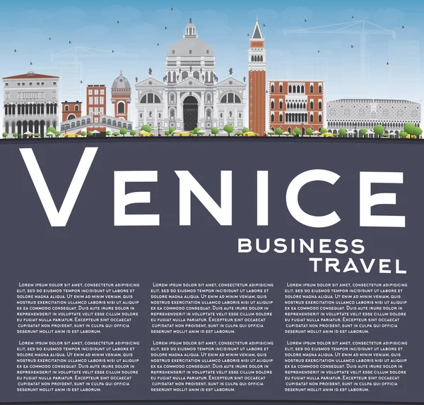 Silhouette Venice Skyline avec bâtiments gris et marron . — Image vectorielle