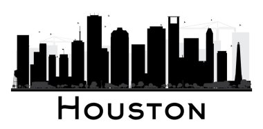 Houston City silueti siyah beyaz siluet. 