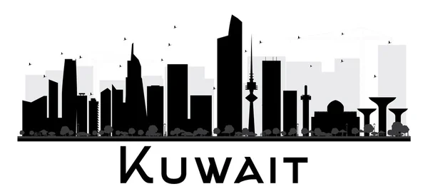 Kuwait City skyline silhueta em preto e branco . — Vetor de Stock